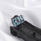 Ocean Blue Topaz Ring in 925 Sterling Silver