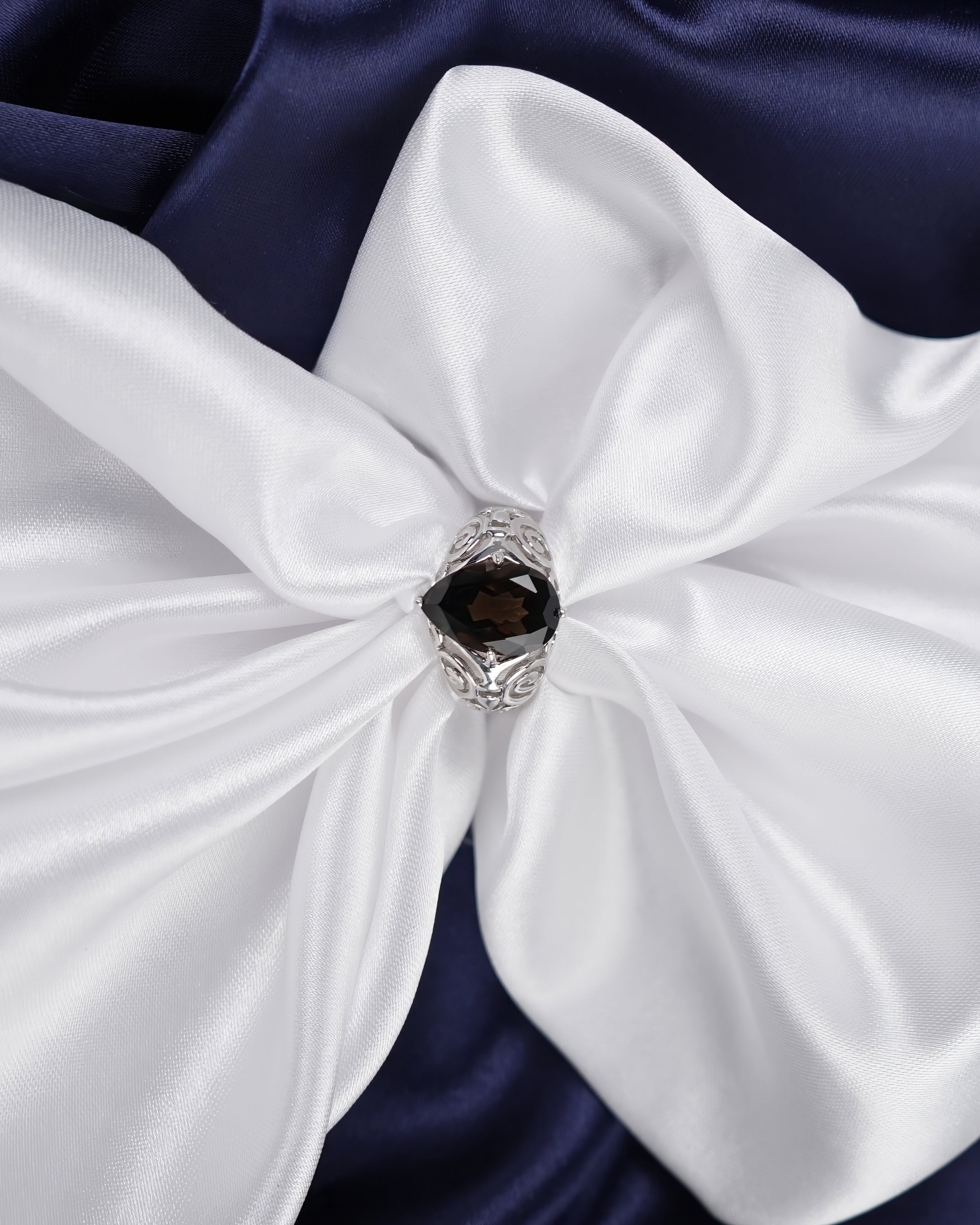 Smoky Quartz Ring in 925 Sterling Silver | Luxury Women’s Gemstone Ring | Heavy 8.91g Silver Statement Piece