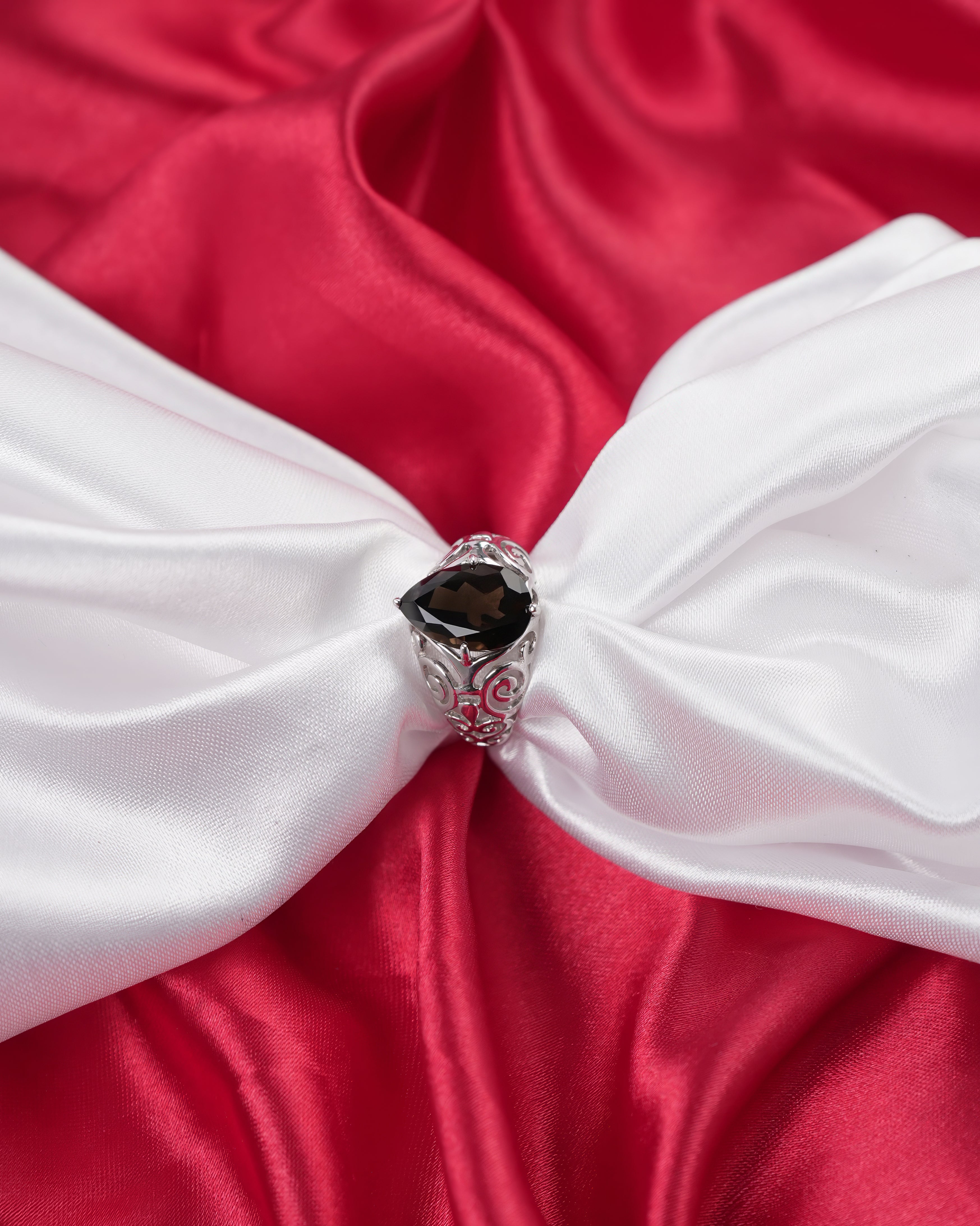 Smoky Quartz Ring in 925 Sterling Silver | Luxury Women’s Gemstone Ring | Heavy 8.91g Silver Statement Piece