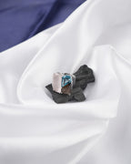Luxury Bangkok Fashion Ring in 925 Silver – Natural Rose Quartz, Blue Topaz & Smoky Quartz | Unique Triple-Gemstone Designer Ring