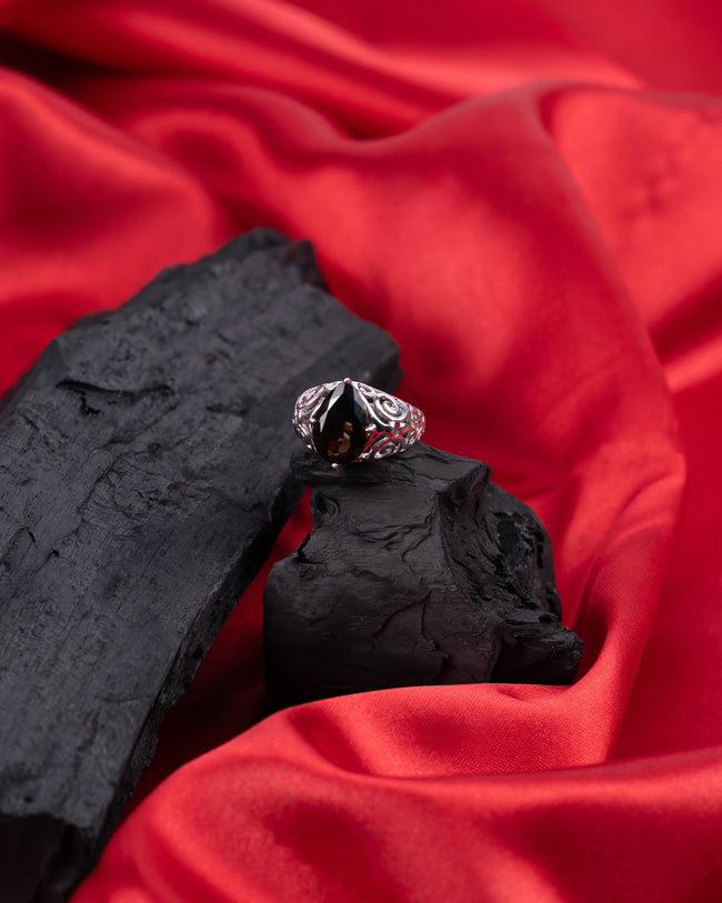 Smoky Quartz Ring in 925 Sterling Silver | Luxury Women’s Gemstone Ring | Heavy 8.91g Silver Statement Piece Main Image