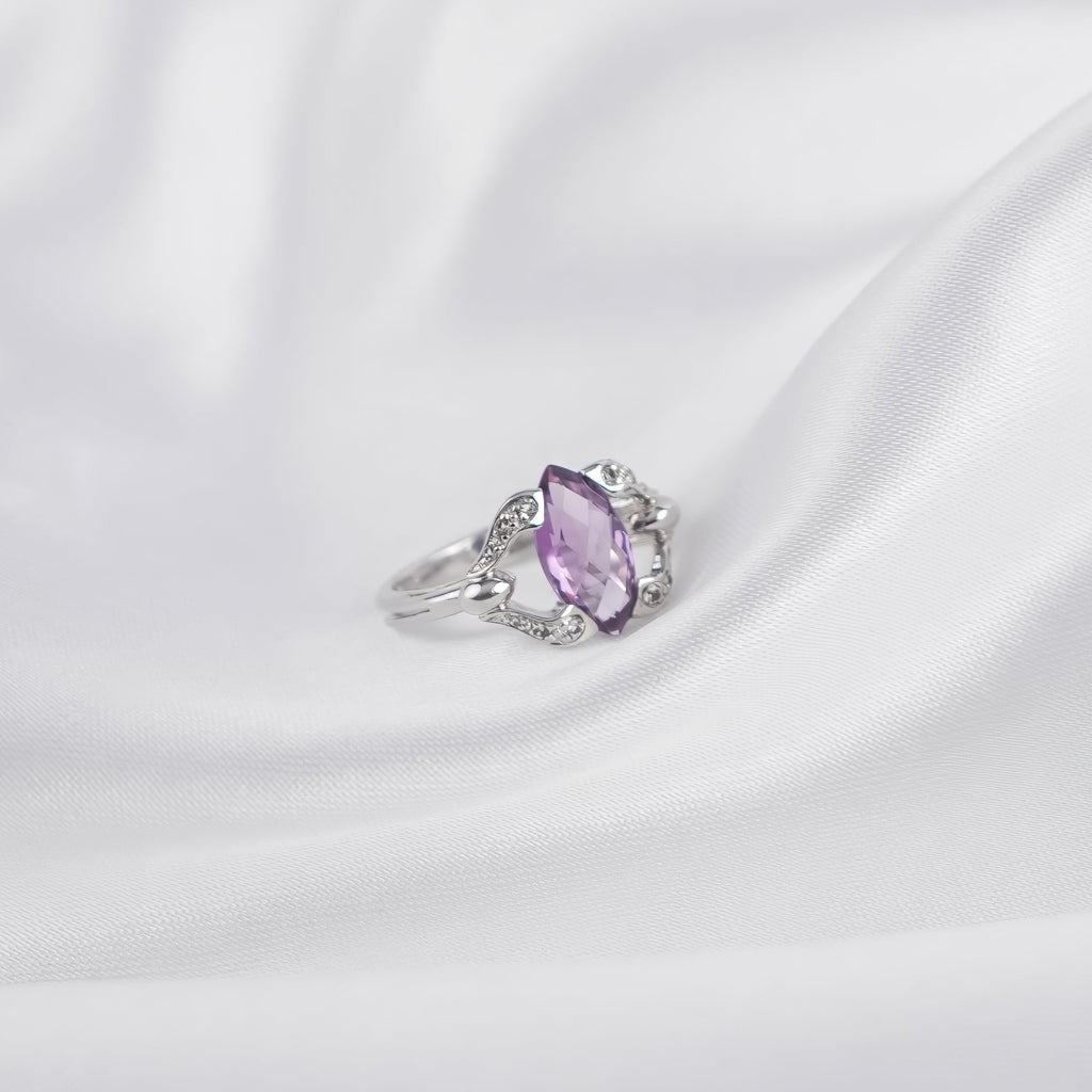 Amethyst Marquise Cut Ring in Sterling Silver | Fine Jewelry for Women | Daily & Occasion Wear