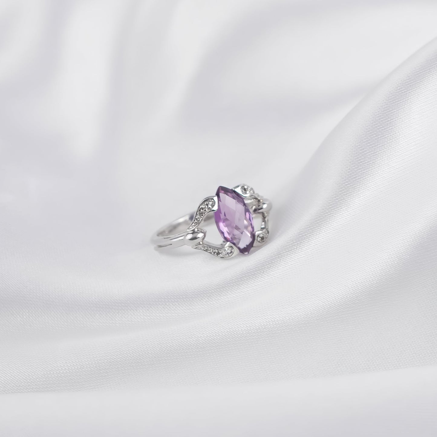 Amethyst Marquise Cut Ring in Sterling Silver | Fine Jewelry for Women | Daily & Occasion Wear