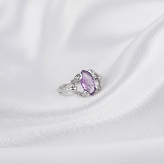 Amethyst Marquise Cut Ring in Sterling Silver | Fine Jewelry for Women | Daily & Occasion Wear